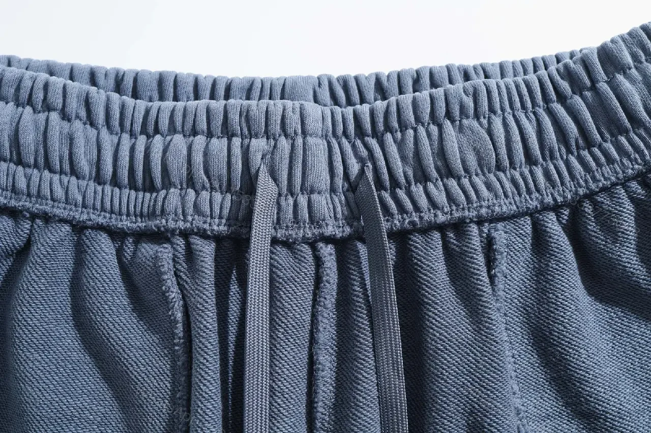 View 7 of Blue Denim Cotton Shorts Free Elastic Waist Balenciaga Style