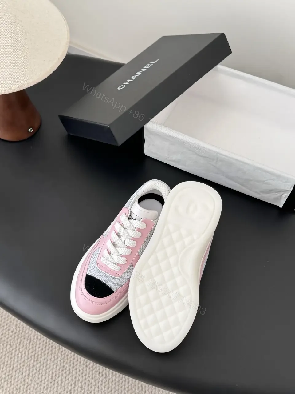 View 6 of Pastel Pink Denim Chunky-Soled Sneakers with Luxe Comfort