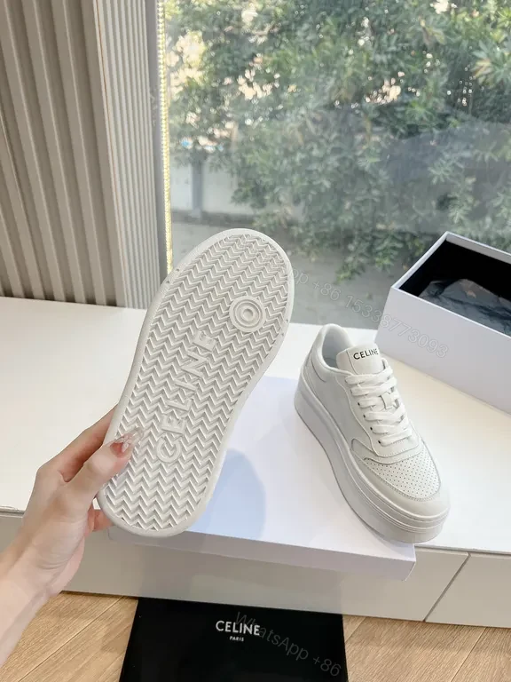 View 2 of Celine White Leather High-Top Sneakers: Luxury Comfort