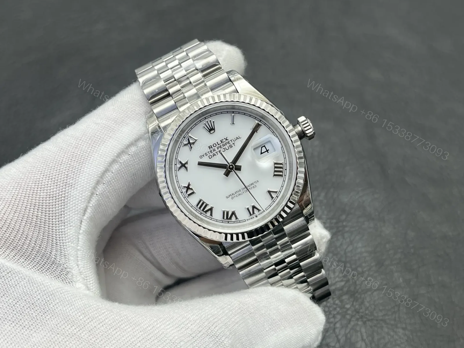 Rolex Datejust 36 Stainless Steel Fluted Jubilee White Roman 116234-0089 — view 1