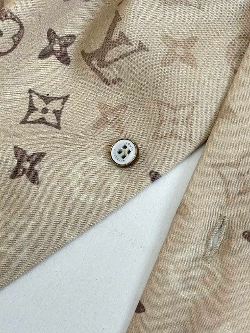 View 10 of Beige Louis Vuitton Monogram Shirt, Regular Fit, Button-Front Shirt