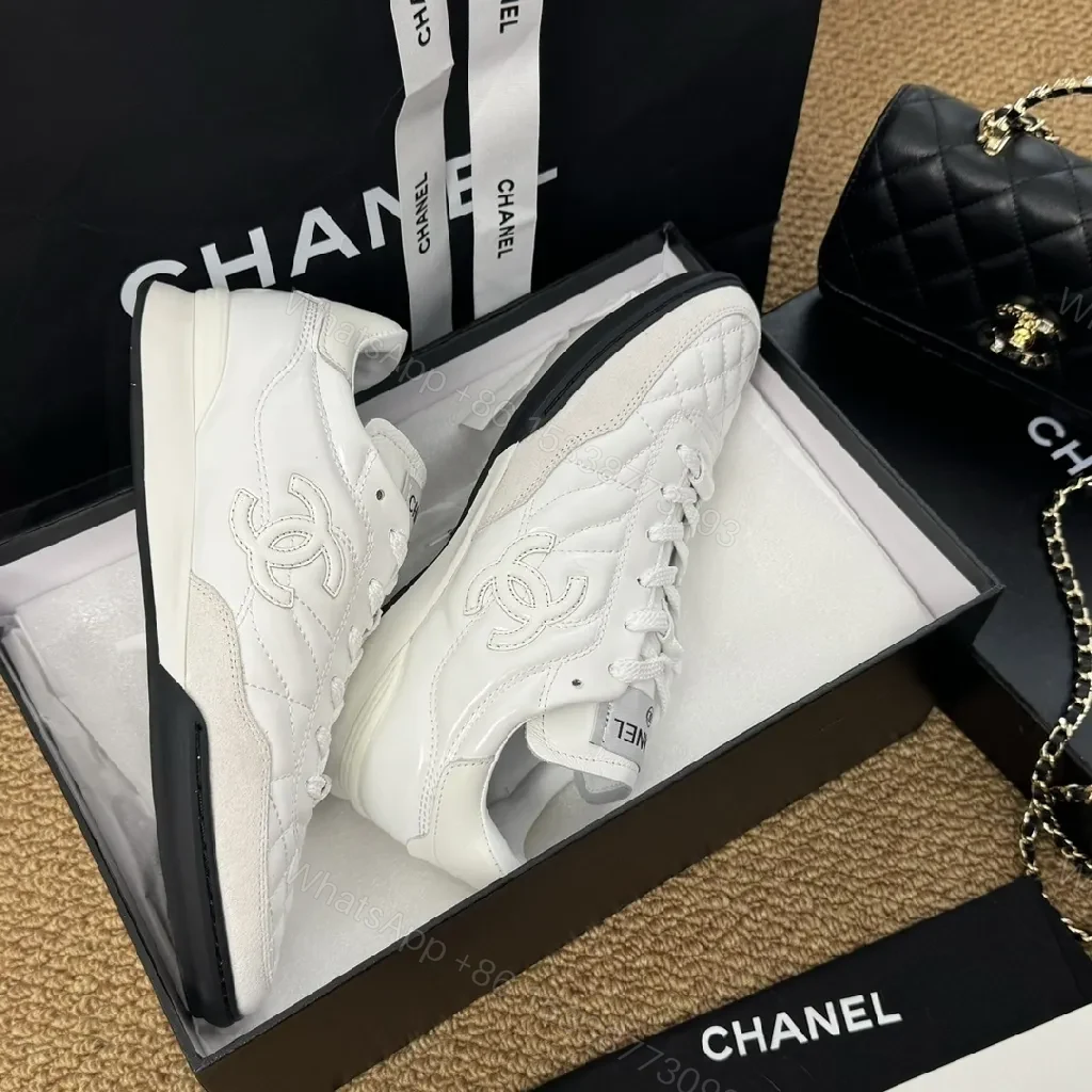 View 5 of White Quilted Leather Sneakers: Timeless Luxury Minimalist Comfort