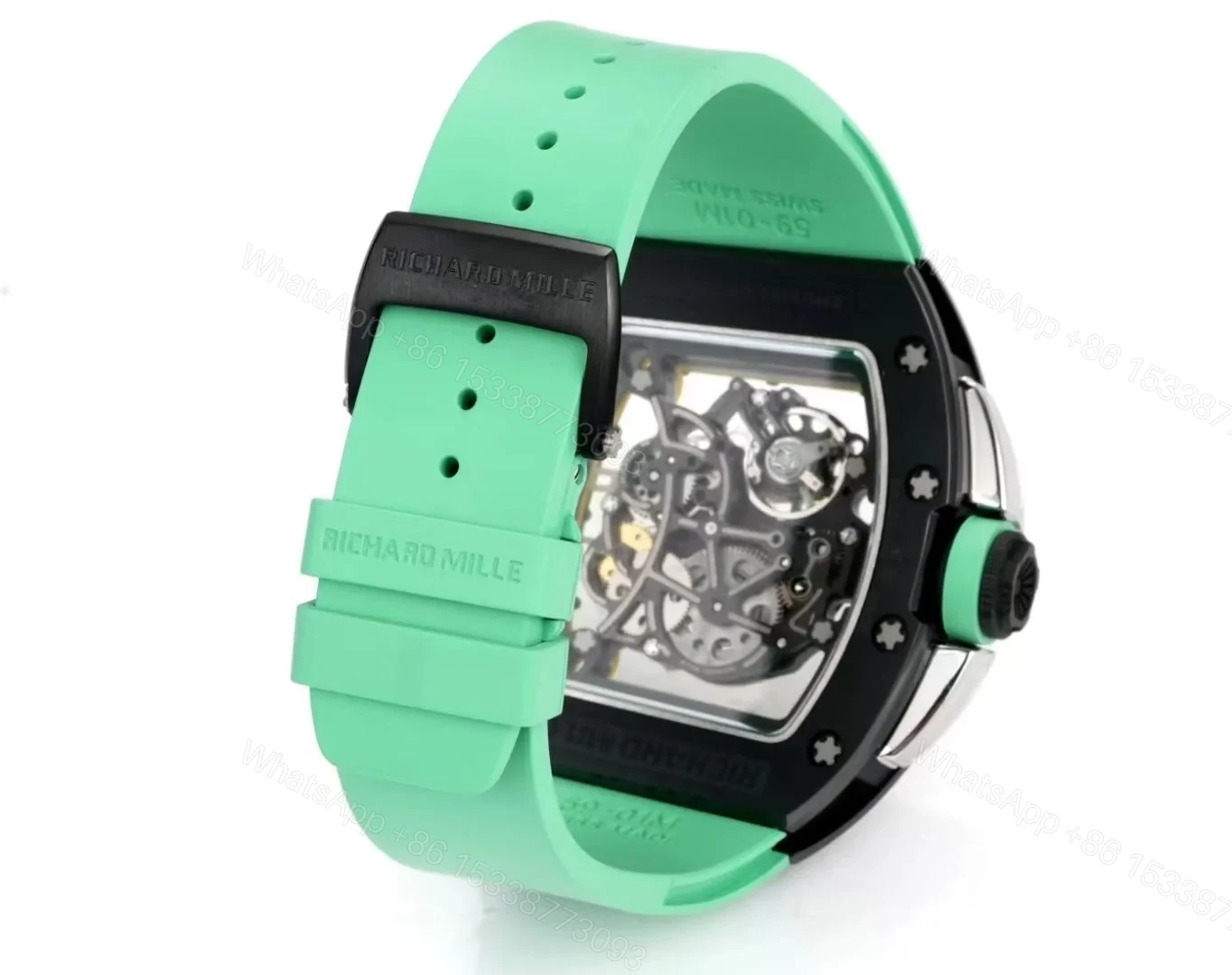 View 9 of Richard Mille RM61-01 Watch Mint Green Strap TZP-N Zirconia Ceramic NTPT Carbon Fiber Skeleton Dial RMUL2 Manual Winding Movement Sports Edition RM61-01-MGS-TZP-RMUL2