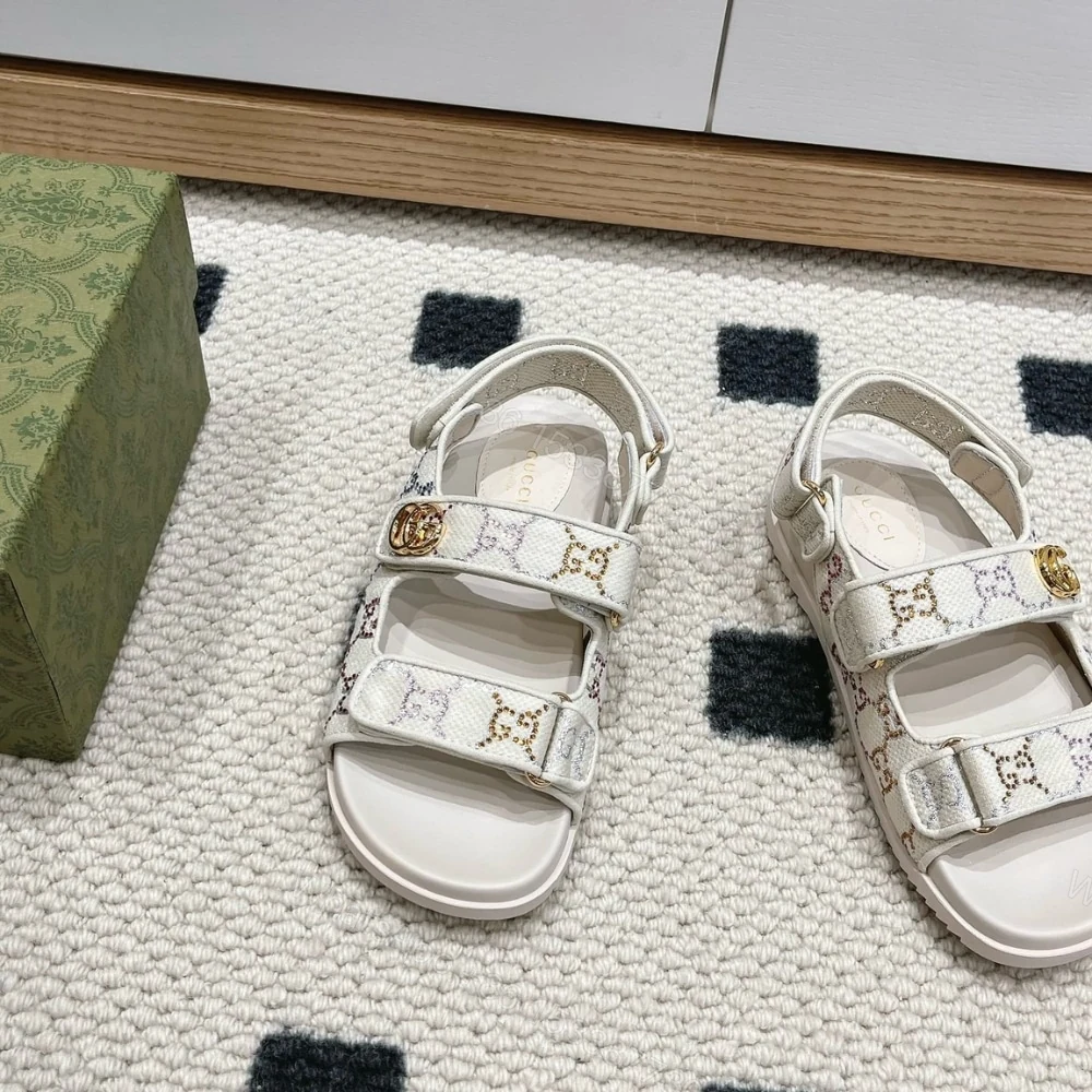 View 4 of GUCCI MORITZ GG MONOGRAM SANDALS BEIGE EBONY 771575 G1730 9755