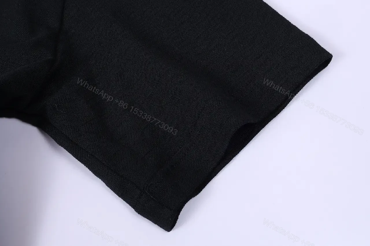 View 5 of Black Cotton Graphic Tee with Gold Logo Bar