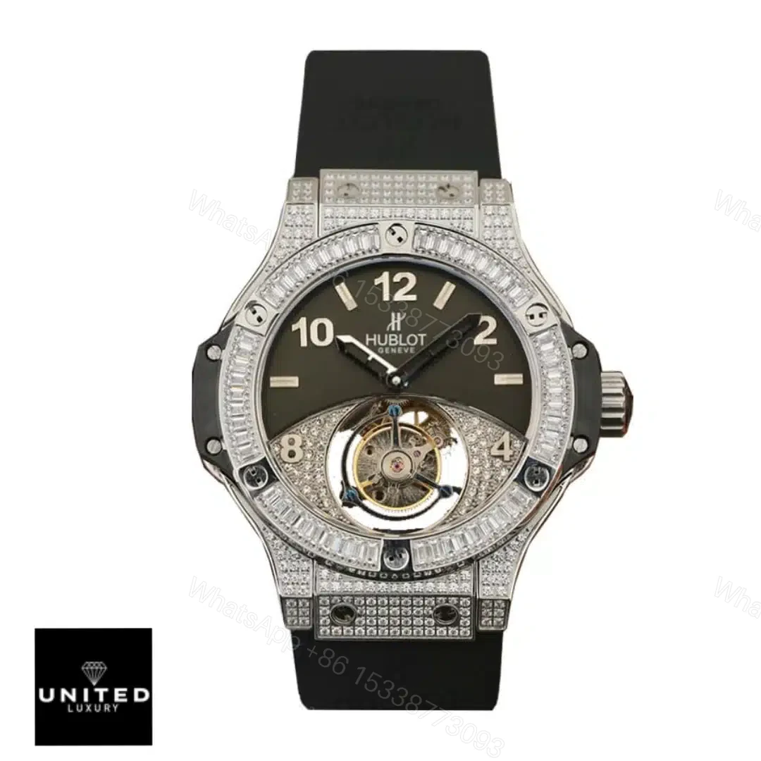 View 2 of Hublot With Diamonds Black Replica