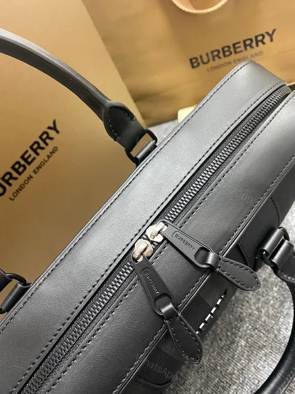 View 4 of Burberry Check Satchel: Structured Leather-Trim Elegance, Everyday Boxed-Appearance
