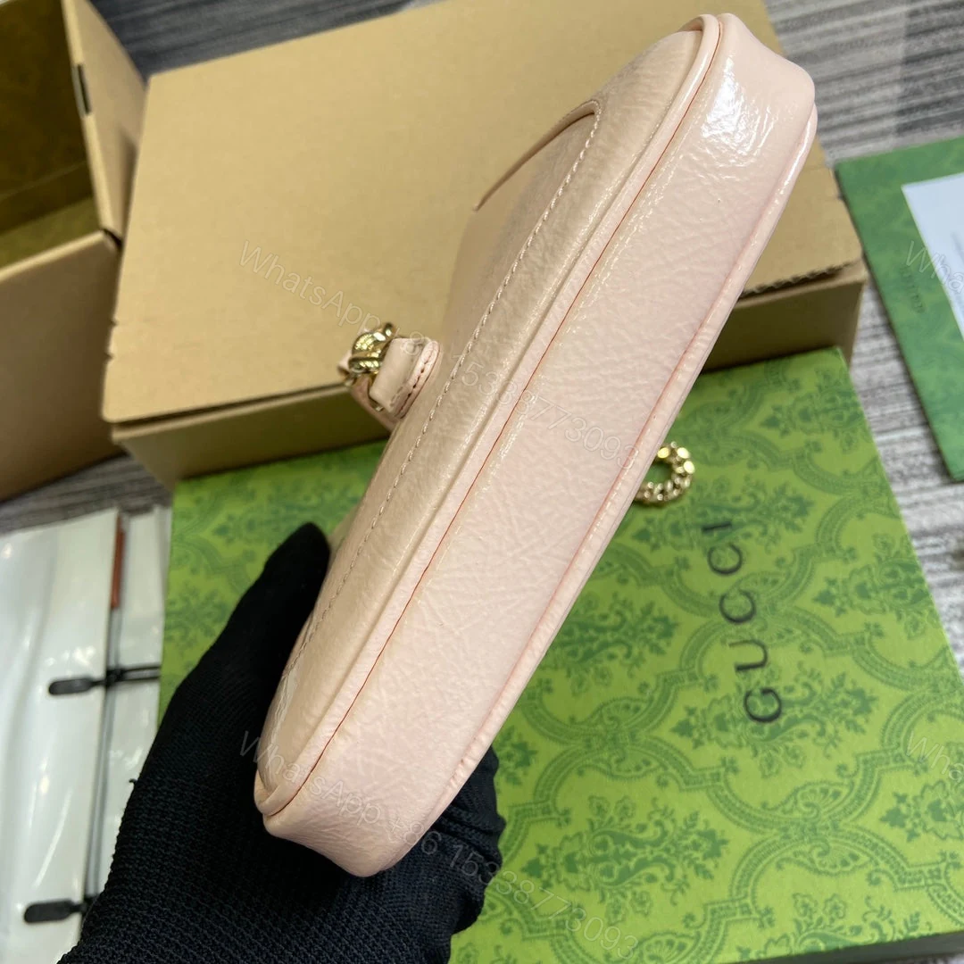 View 3 of JACKIE NOTTE MINI BAG 19 IN LIGHT PINK CRACKED LACQUER CALFSKIN GOLD HARDWARE