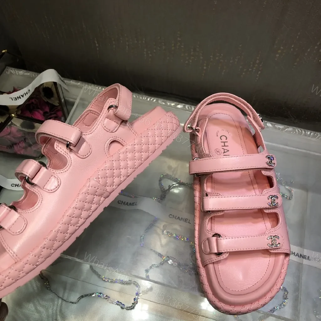 View 2 of Soft Pink Leather Sandals: Velcro- strap Chic Comfort