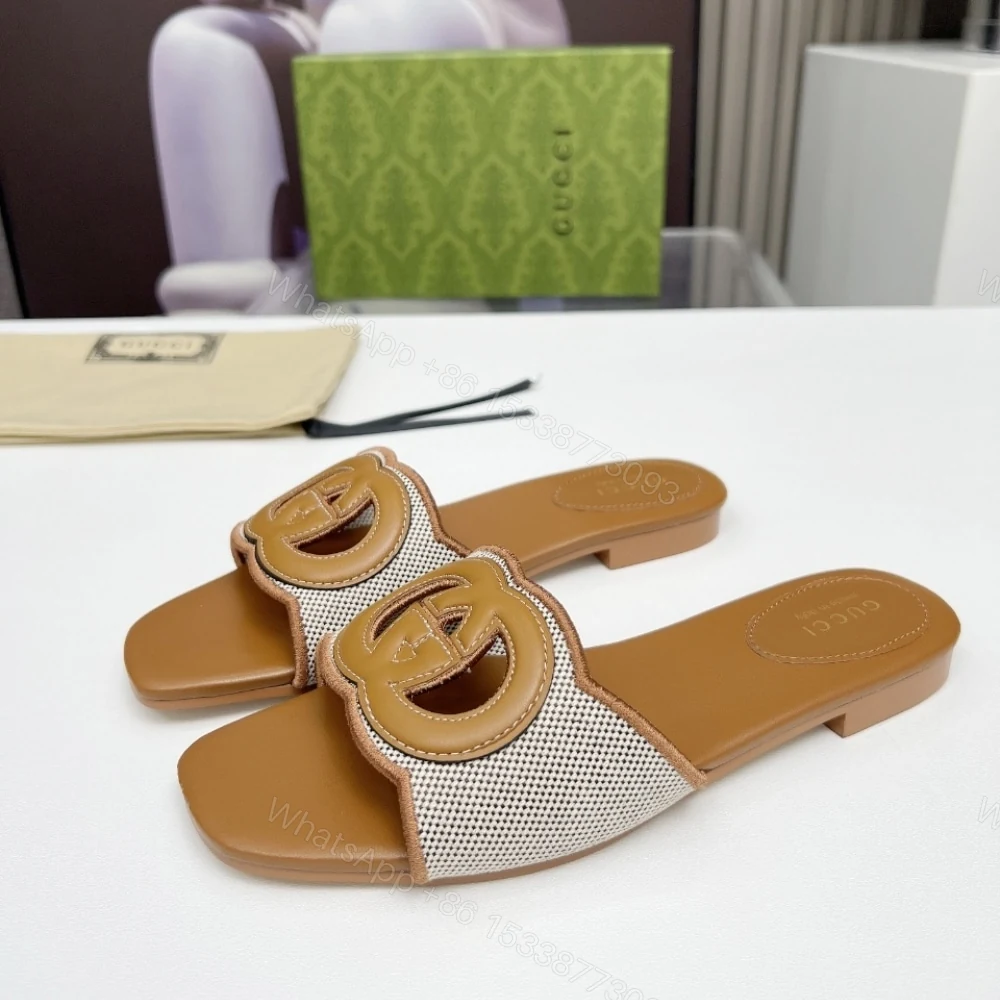 View 2 of GUCCI WOMEN’S INTERLOCKING G SLIDE SANDAL BROWN 835723 FAEA0 9562