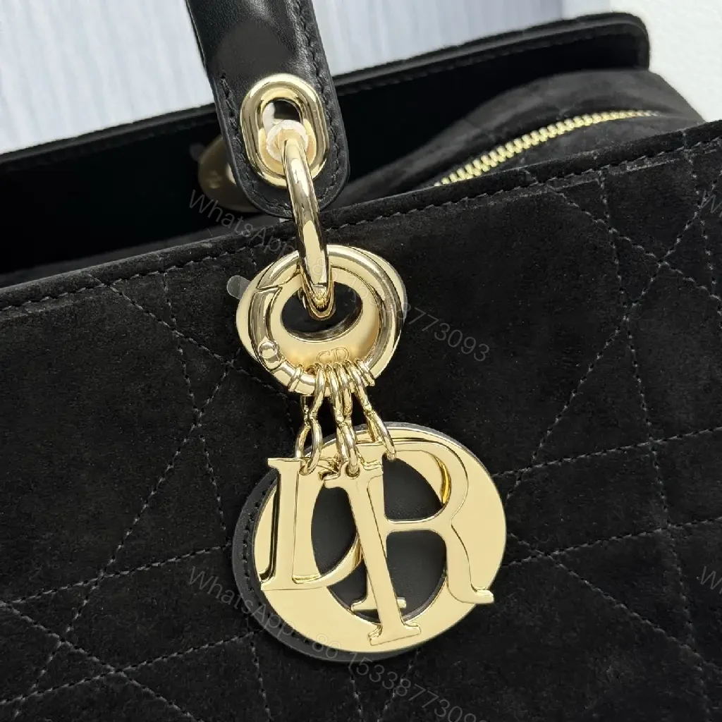 View 7 of Velvet Black Structured Bag: Gold Hardware, Quilted Charm