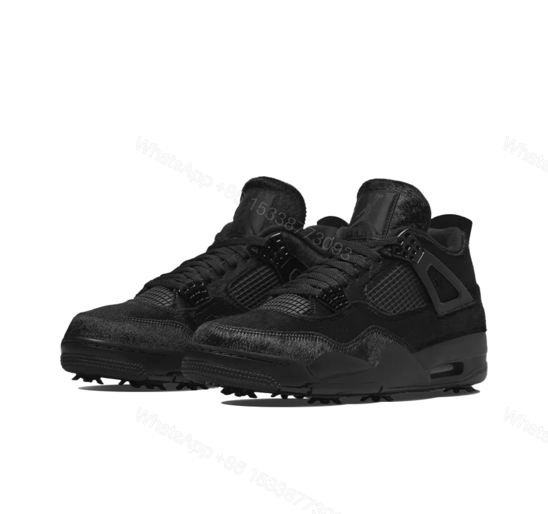 View 3 of Air Jordan 4 Retro Golf Black Cat Pony Hair