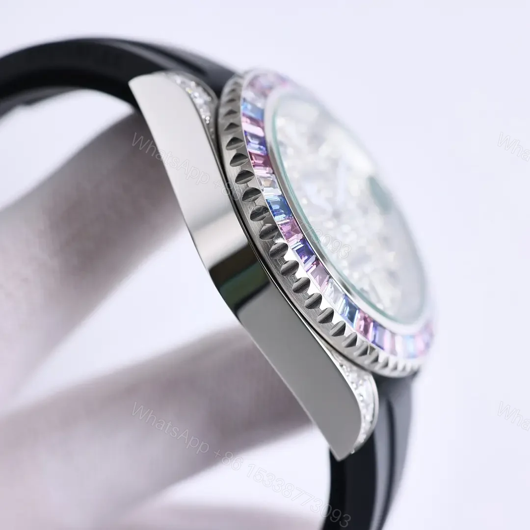 View 5 of Best Rolex Submariner rainbow replica 40MM Pavé Dial Black Rubber Strap Edition RG-SUB-RAINBOW-PAVE-RUBBER-40