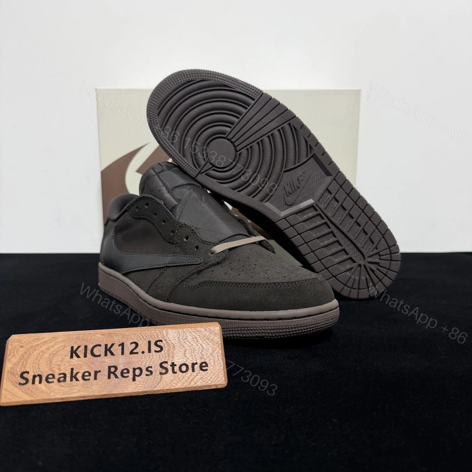 View 3 of Travis Scott x Air Jordan 1 Low Og Velvet Brown Reps