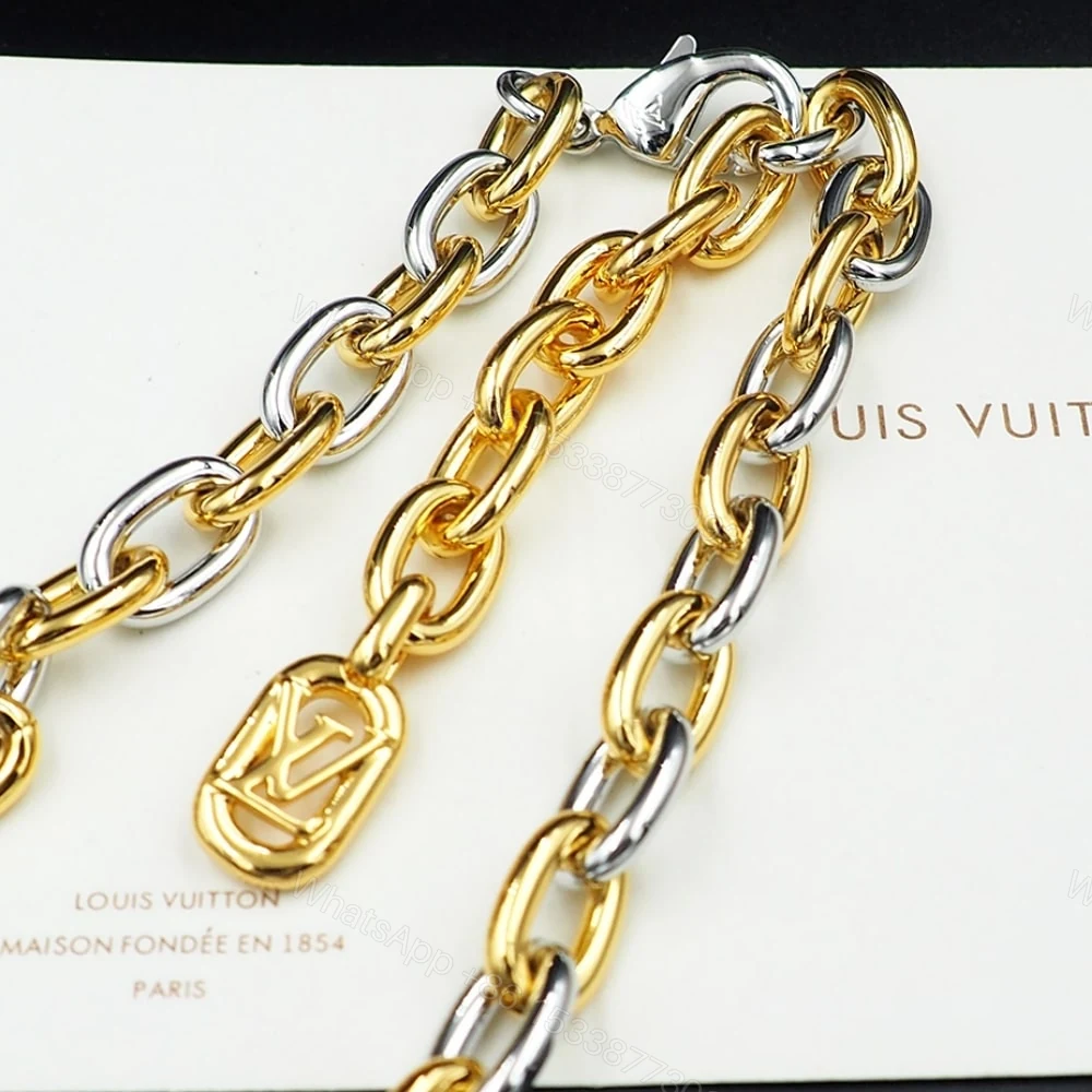 View 4 of Louis Vuitton Everyday Chain LV Necklace Gold And Silver