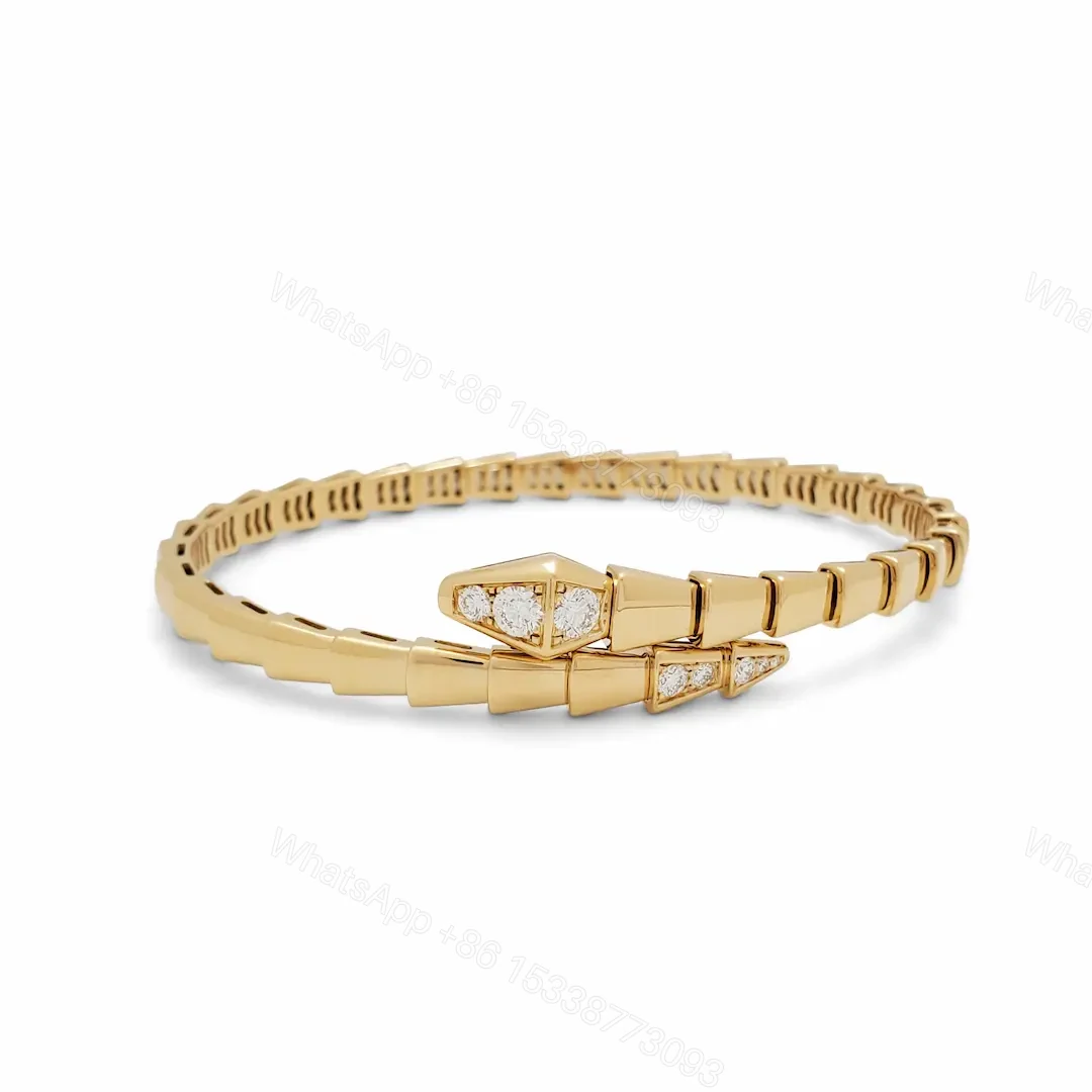 View 2 of 18k Gold Bulgari Serpenti Viper Bracelet Pave Diamonds