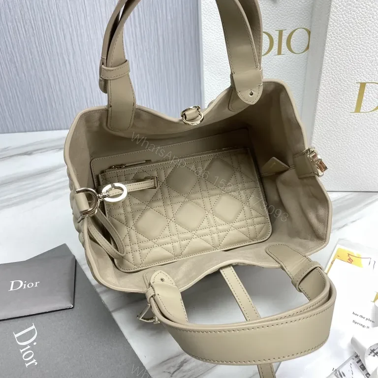 View 7 of Nude Quilted Dior Tote: Couture Charm, Everyday Versatility