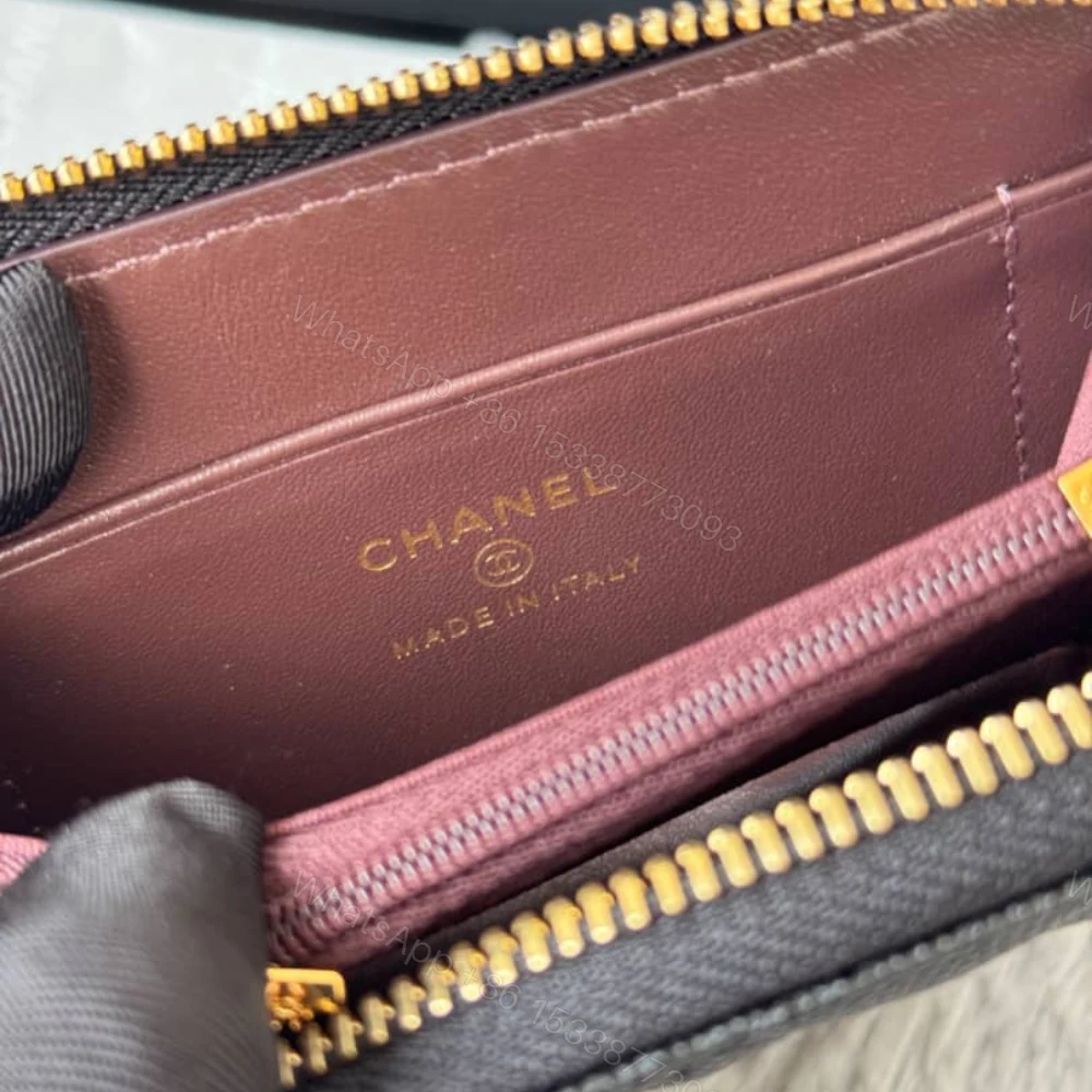 View 6 of Chanel Classic Zipped Coin Purse Wallet Gold Tone Metal Black 11Cm AP0216 Y01588 C3906