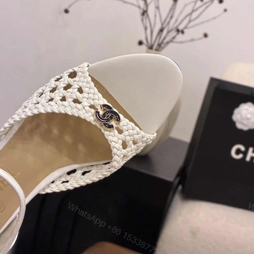 View 7 of CHANEL Braided Ankle-Strap Sandals 934538
