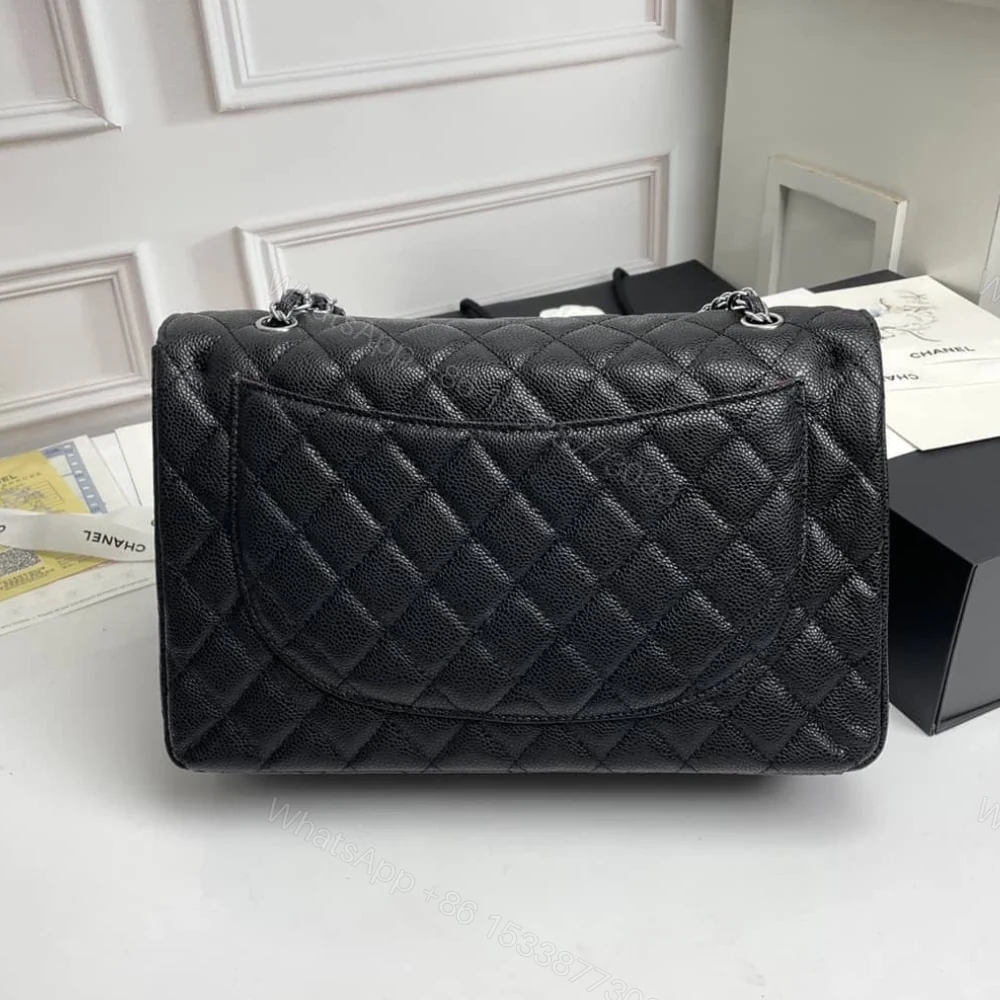 View 9 of Chanel Maxi Classic Handbag Sliver Hardware Black 33Cm