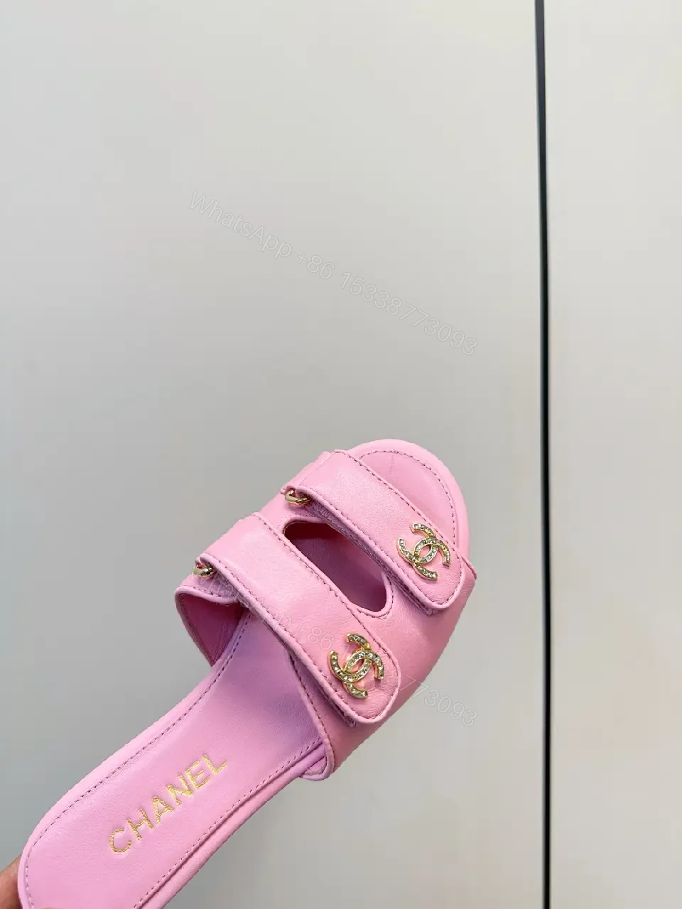 View 10 of Pink Leather Slides + Gold Hardware + Luxe-Chic + All-Day Comfort + Slides