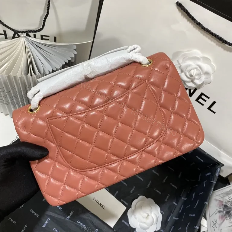 View 8 of Coral Pink Quilted Leather Shoulder Bag â€“ Designer-Inspired Luxury