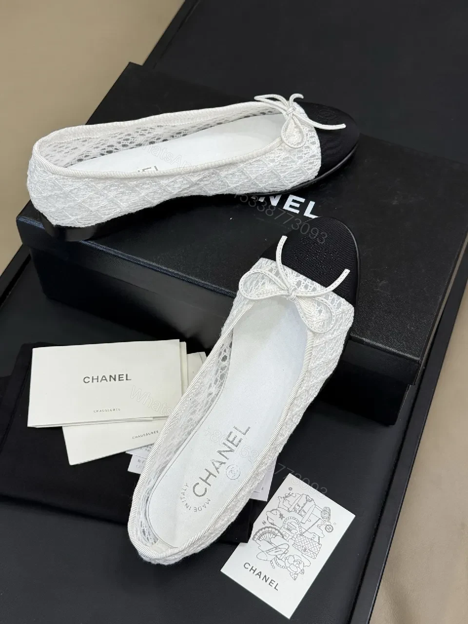 View 5 of Lace-Detail Flats Cap Toe Ballet Shoes, Elegant Everyday
