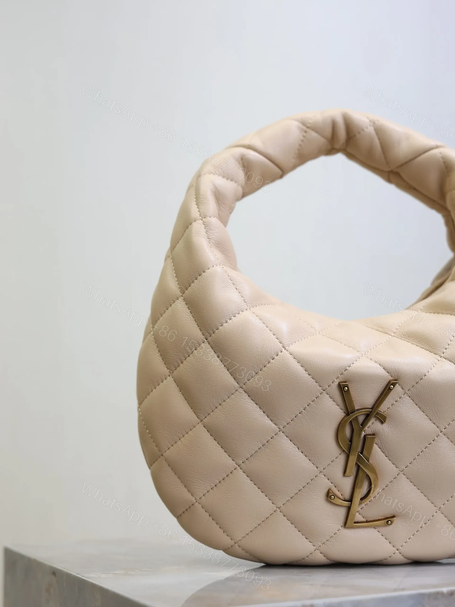 View 4 of YSL ICARINO 17 IN BEIGE QUILTED GOLD HARDWARE