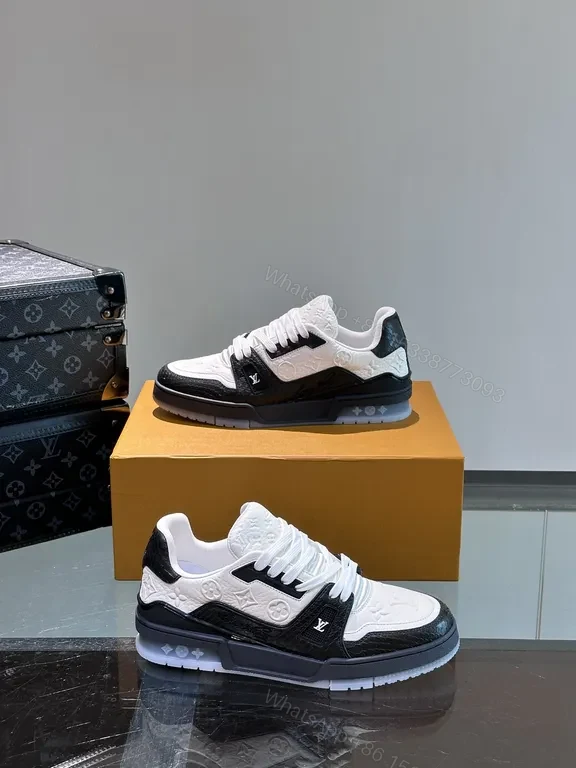 View 5 of Bold Contrast Leather Sneakers: Sculpted Comfort, Black & White