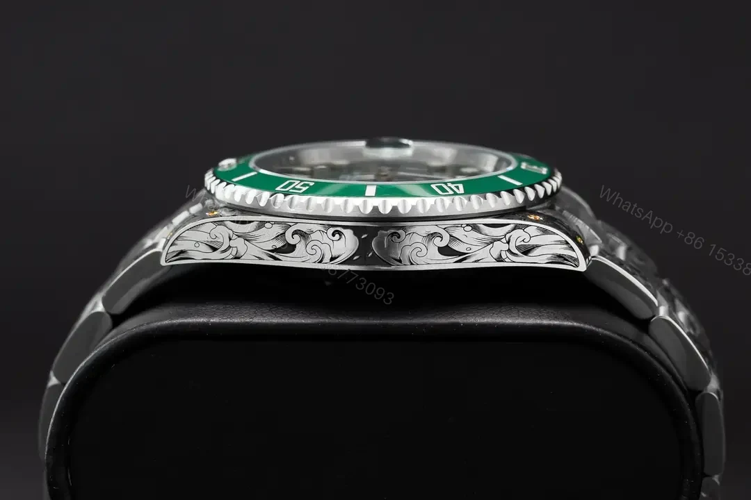 View 4 of Super Clone Rolex Submariner Green Dial Engraved Oyster Bracelet Premium 40MM ROL-SUB-GRN-ENG-OYS-40-RG