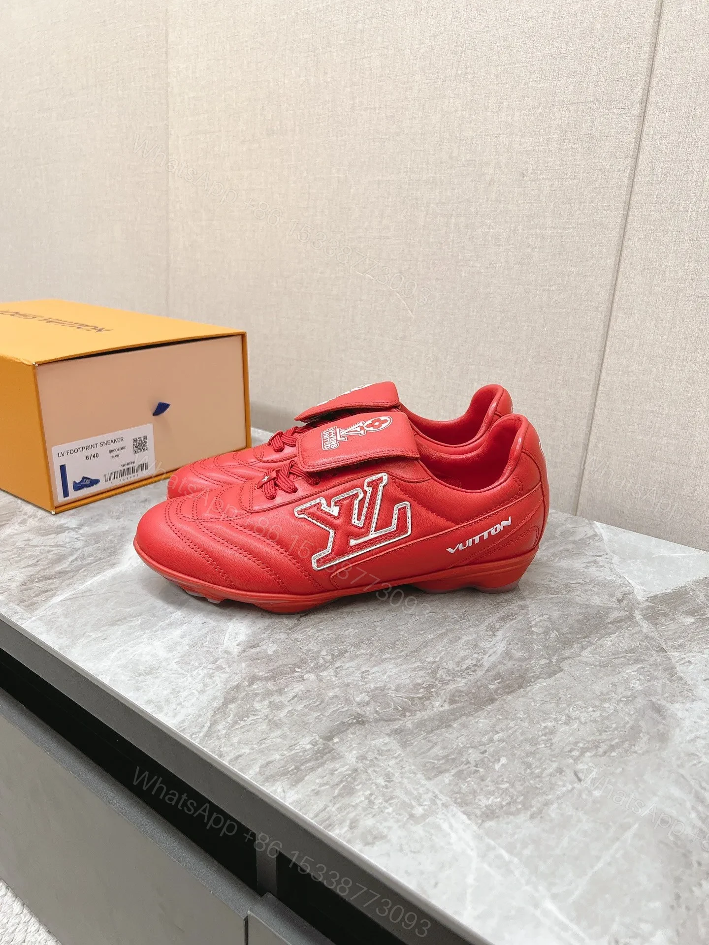 View 5 of LV Women Red Leather Sneakers