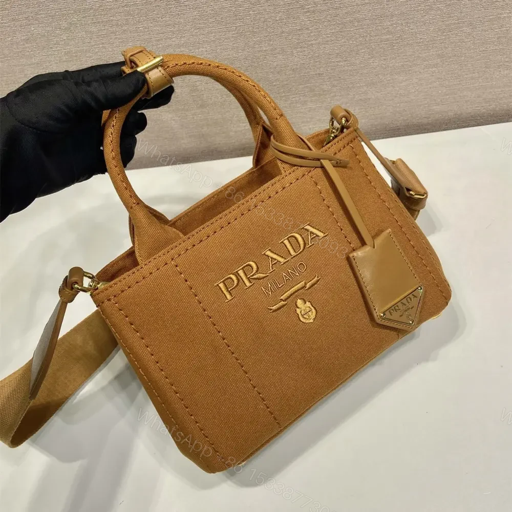 View 3 of 高仿Prada*1BA038刺繡徽標Tote手袋棕色Mini免檢版