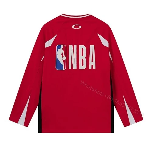 View 8 of Balenciaga Clothes NBA Collab Health Mesh & Color-Block Long-Sleeve T-Shirt Black/Red/White