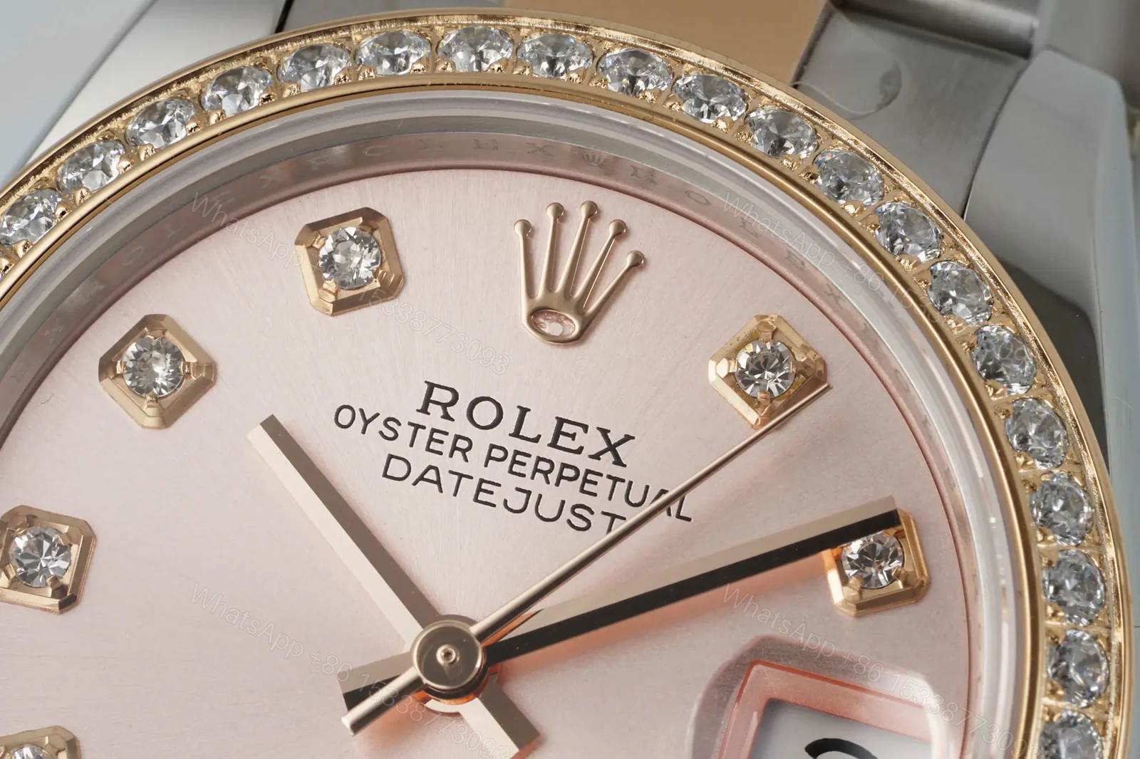 View 4 of Premium Rolex Datejust 31 Two Tone Pink Diamond replica 31MM Oyster Bracelet Edition RG-DATEJUST31-TWOTONE-PINK-DIAMOND-OYSTER
