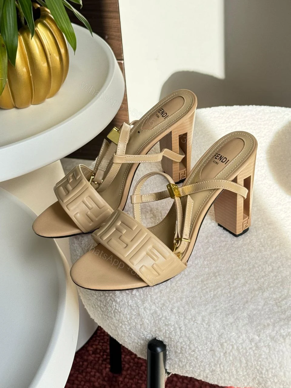 Delfina Green FF nappa leather high-heeled sandals — view 1