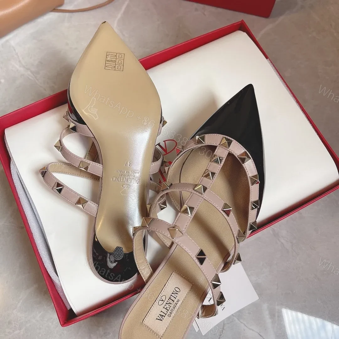 View 3 of Valentino Women Black Patent Leather Studded Mules