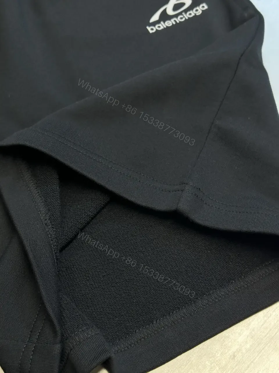 View 7 of Black Cotton Sweatshorts Balenciaga Logo Casual Elastic Waist Shorts