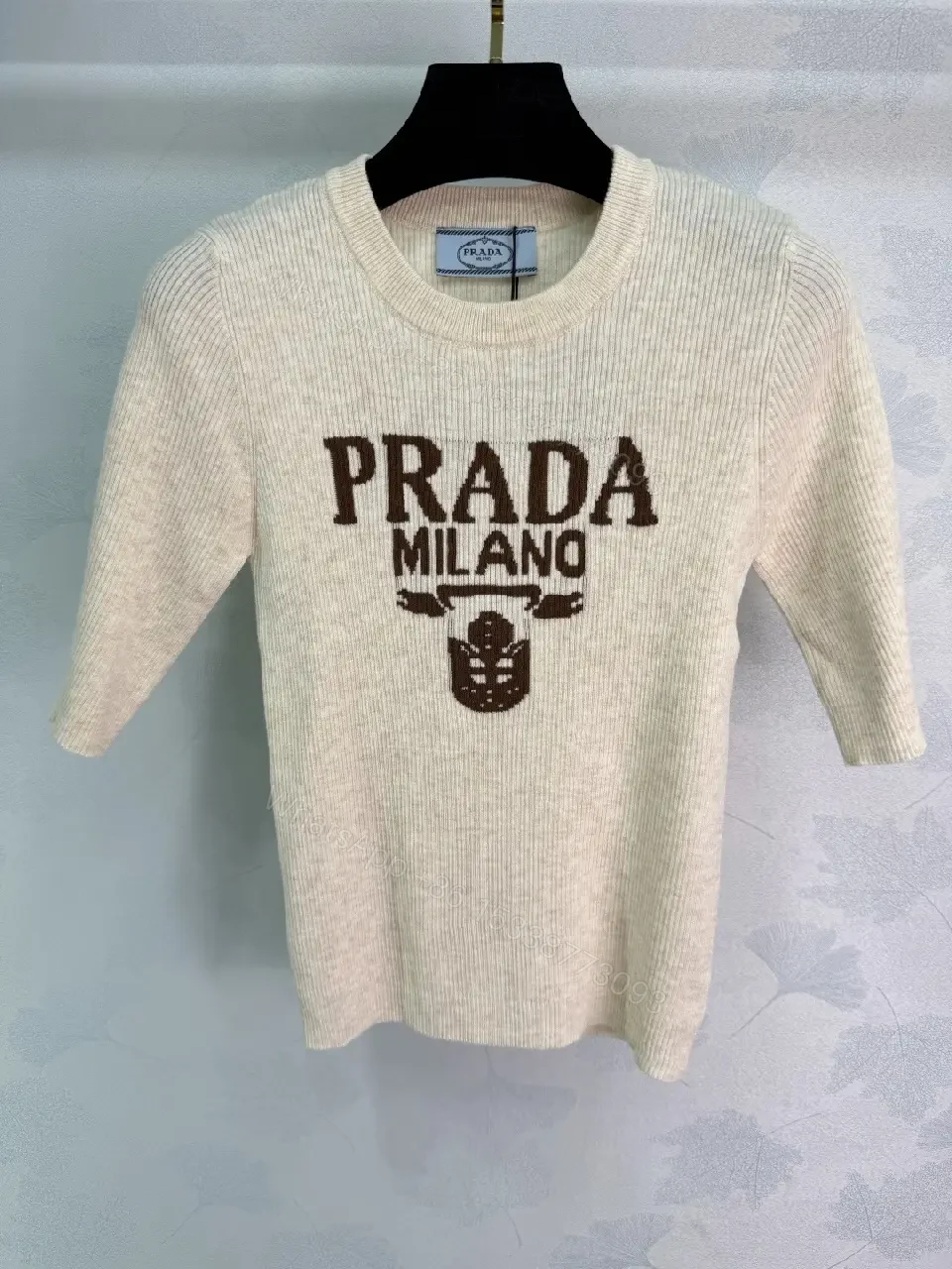 View 3 of Chic Knit Crewneck Sweatshirt with Bold Logo Detail