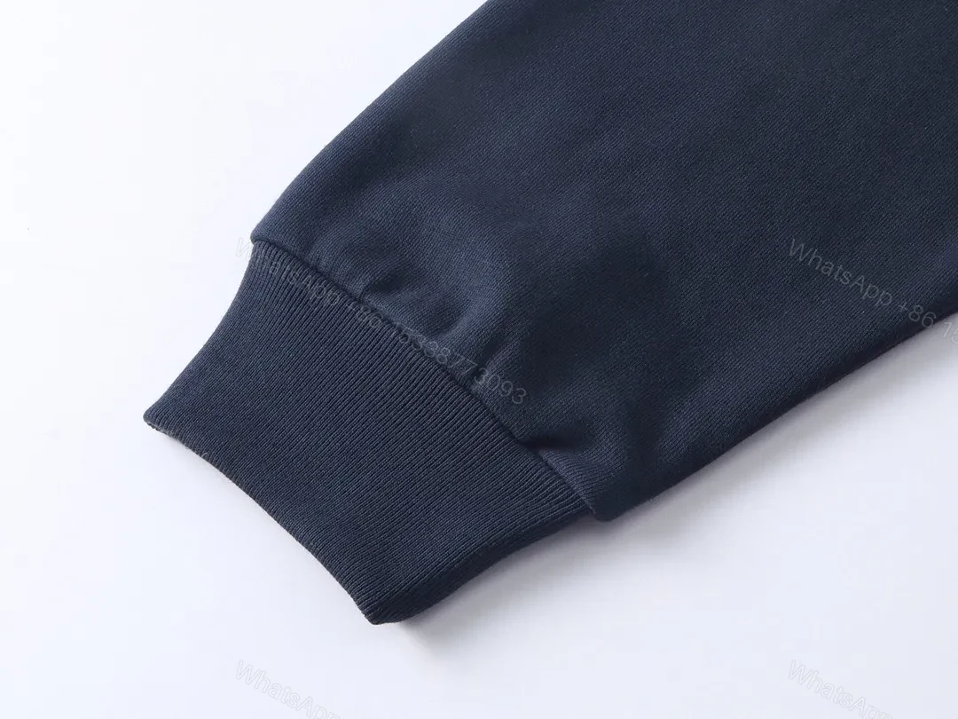 View 9 of Navy Cotton-Blend Minimalist Hoodie: Subtle Luxury Everyday Wear