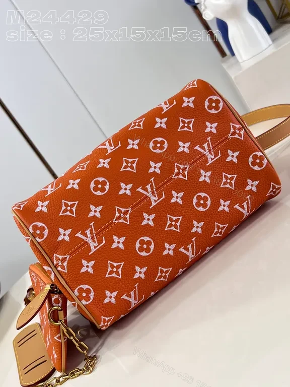 View 6 of Burnt-Orange LV Monogram Canvas Structured Tote Bag