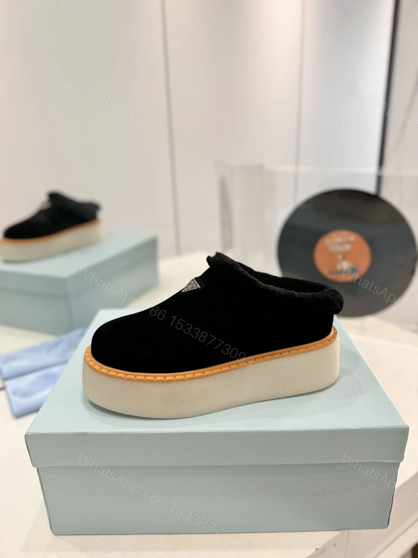 View 5 of PRADA SUEDE MULES BLACK