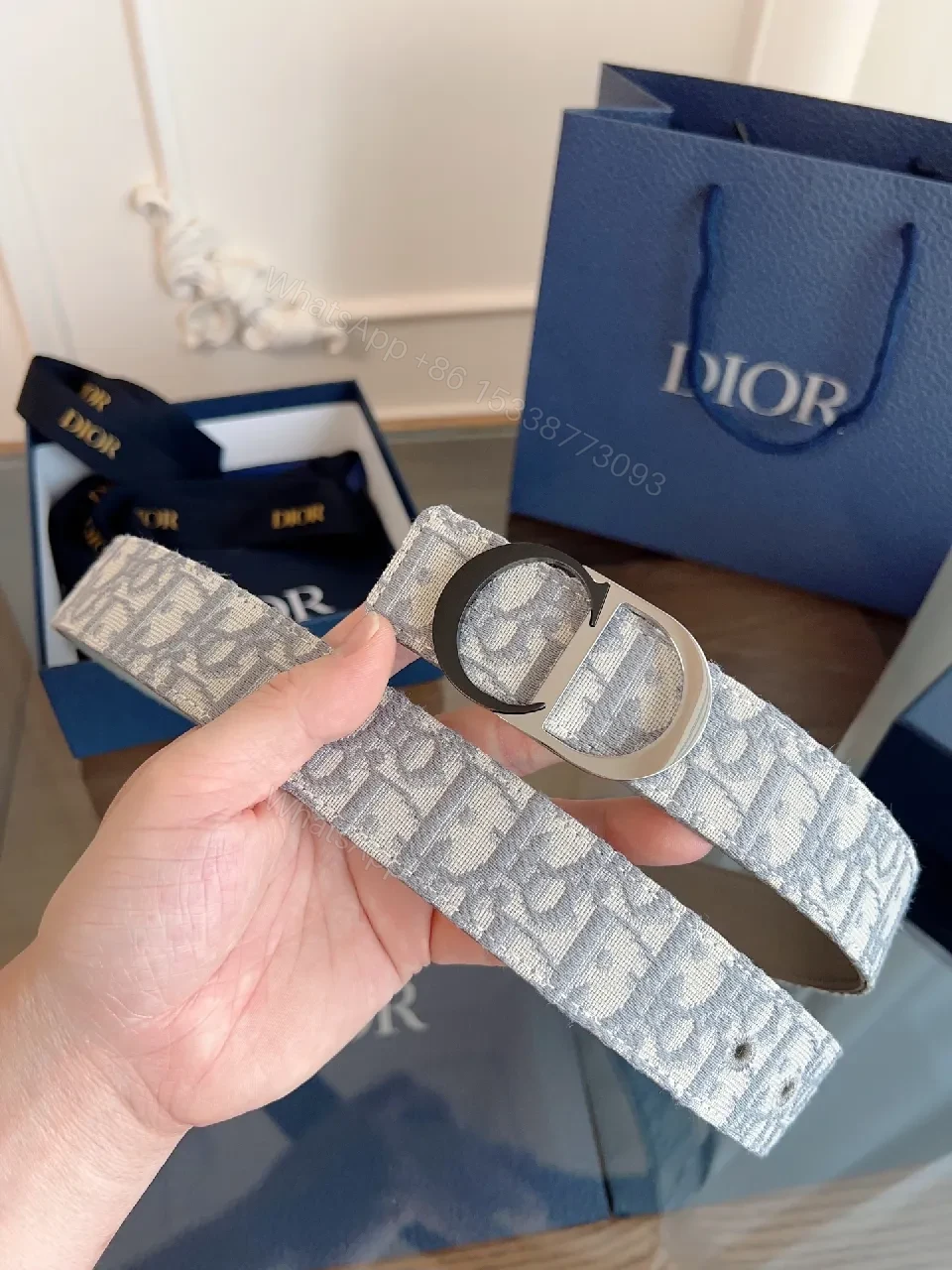 View 6 of Textured Texture Belt with Signature Hardware, ModernLuxury Belt