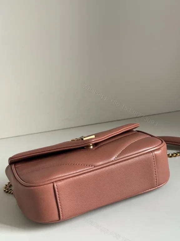 View 5 of Soft-Pink Quilted Crossbody with Gold Hardware - Yves Saint Laurent-Inspired
