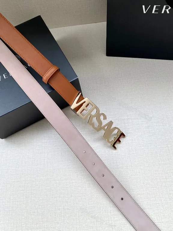 View 5 of Versace Leather Belt with Logo Buckle - Subtle Luxury, Bold Identity
