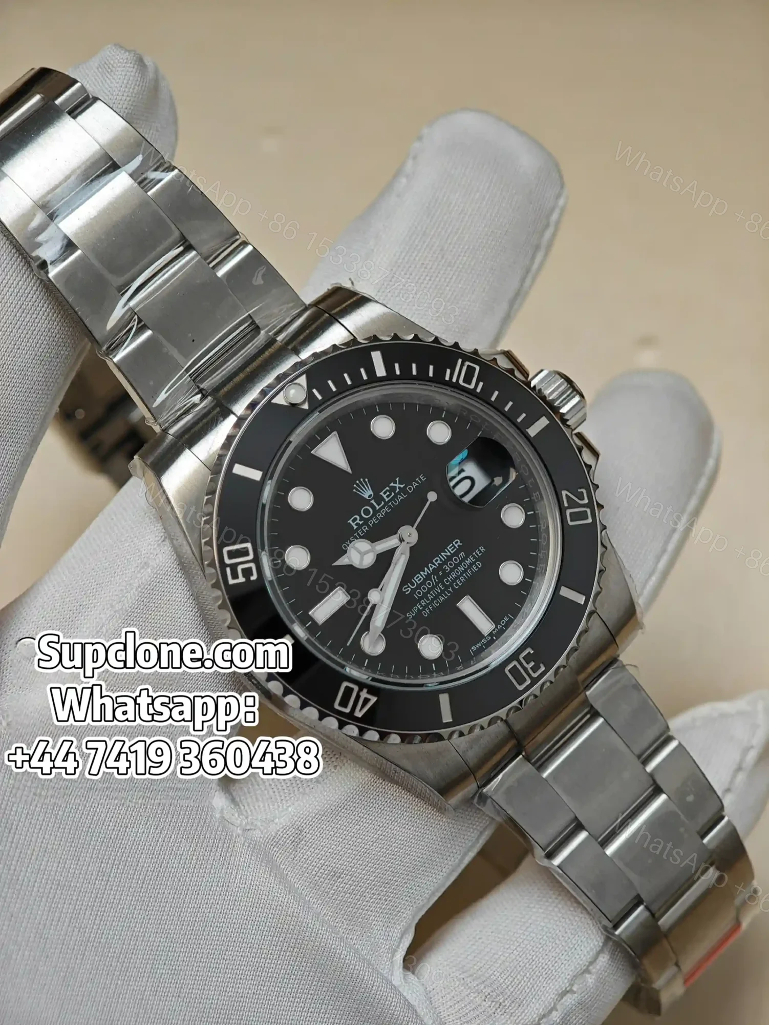 View 2 of Rolex Submariner m116610LN 1:1 Replica – Black Dial 3135 Movement 40mm Super Clone Watch