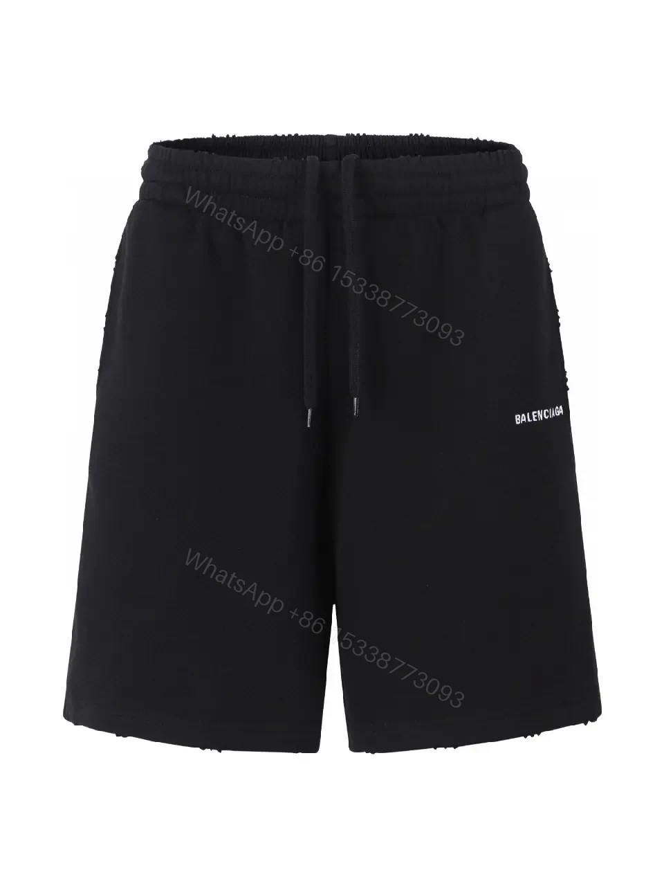 View 5 of Black Nylon Shorts Balenciaga Style Drawstring Key Feature Loose Fit