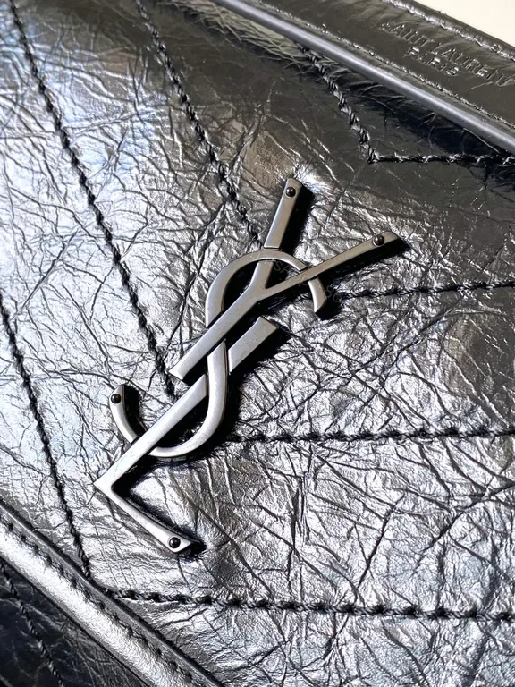 View 6 of Compact Luxe Crossbody: Textured Black Leather, YSL-Inspired