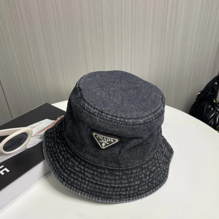 View 7 of Dark Denim Prada Badge Bucket Hat