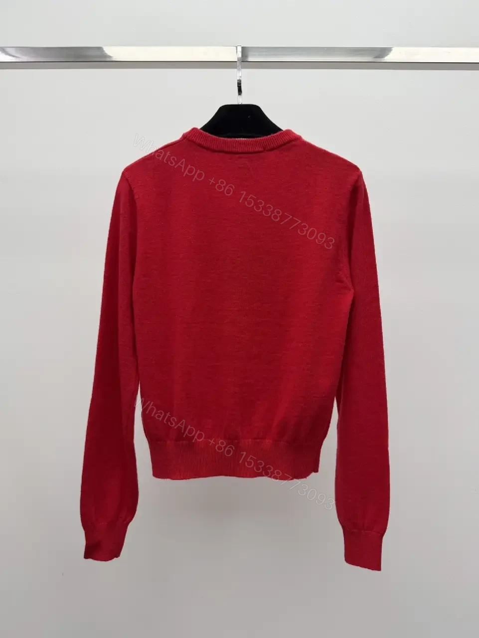 View 5 of Vibrant Red Knit Sweatshirt with Fluffy Logo Luxury Style