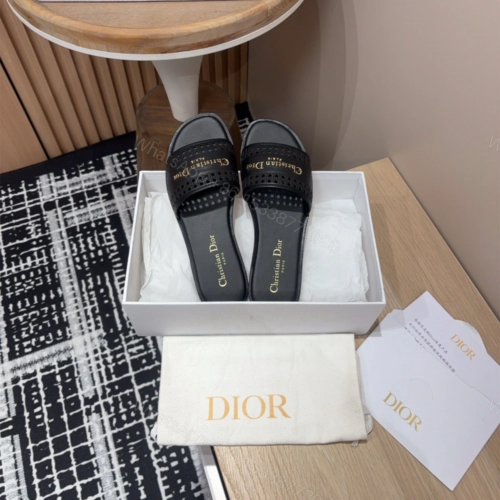 View 7 of 高仿Dior*D-Lane系列KCO155圓頭套腳一字拖鞋黑色免檢版